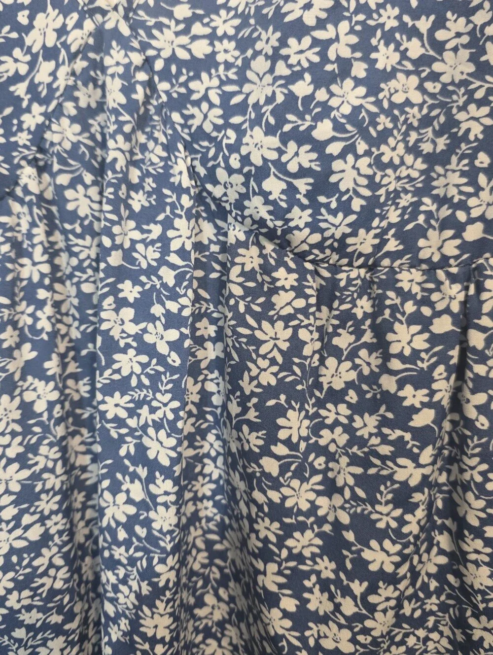 SHEIN Blue Floral Ruffle V-Neck Sundress